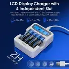4Pack High Capacity 3500mWh Rechargeable AA Lithium Batteries with LCD Charger