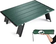 VILLEY Portable Mini Folding Beach Table, Ultralight Aluminum Side Table with Carry Bag for Camping, Picnics, and Outdoor Activities - Green