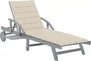 Garden Sun Lounger with Cushion Solid Acacia Wood, Patio Sun Loungers