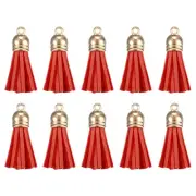 120Pcs Leather Tassel Keychain Charm Bulk with Cap for Jewelry Making, Red