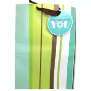 New Hallmark Large Blue Green Brown Stripe Gift Bag All Occasion Birthday Party