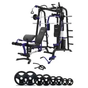 Impact Fitness SM8 Multi-Station Gym + FID Bench + Weight Plates + Barbell
