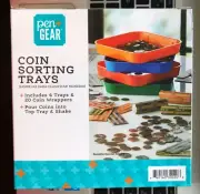 Pen Gear Coin Sorting Trays Includes 4 Trays 20 Coin Wrappers