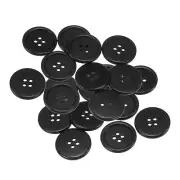 20pcs Sewing Buttons 1" Resin Round Flat 4-Hole Craft Buttons, Black