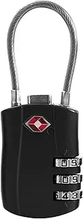 UP Security TSA Locks for Luggage, Small Padlock Combination with Cable, Luggage Locks TSA Approved, Combo Padlock with Code, for Travel Suitcase, Gym Locker, Gun Case, Backpack Zipper, Black, Modern