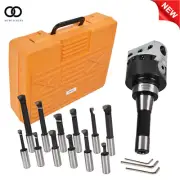 1PC 3" Boring Head With R8 Shank and 12Pcs 3/4 Carbide Boring Bar Set