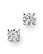 Colorless Certified Round Diamond Stud Earring in 18K White Gold, 0.75 tcw