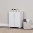 Storage Cabinet Organiser Double Door Shelf Cupboard White Display RRP $229!!