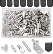 112 Pcs 5 Styles Shelf Nail Kit, Metal Nickel Plated Shelf Support Pin, Silicone