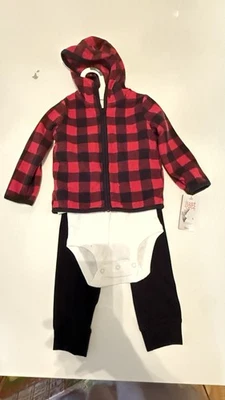 Just One You by Carters Boy's 3 piece Outfit Shirt Pants & Hoodie Vest 18M