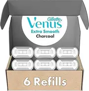 Venus Gillette Extra Smooth Charcoal Women's Razor Blade Refills, 6 Count