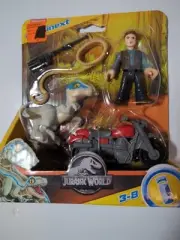 Fisher Price Imaginext Jurassic World Owen & Blue Raptor Dinosaur Toy