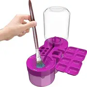 Brush Cleaner, Brush Rinsing Cleaner - Water Cycle Brush Rinser Clean Brush with Drain, Washable Painting Tools, Art Supplies with Brush Holder for Enseig