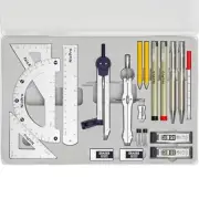 20PCS Professional Geometry Set with Case, Drafting Tools with Protractor and