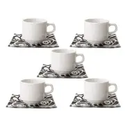 [Dolce duo] Coffee cup set boxed 5 cups stacking cup and saucer set glass plate
