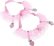 [Healvian] Fashionable Wedding Leg Garters Pcs Lace Thigh Garters Elastic Leg Bands for Lady Non-Slip Sock Clamps for Bridal and Groom Pink