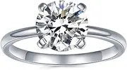 [IMOLOVE] Moissanite Solitaire Engagement Ring for Women, Wedding band 925 Sterling Silver with 18K Gold Plated Lab Created Simulated Round Diamond Ring, Promise Wedding Rings