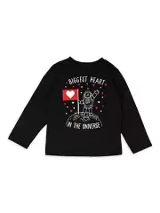2T Toddler Long Sleeve black T-Shirt Red Valentine's Day Space themed
