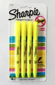 Sharpie Pocket Highlighter, Narrow Chisel Tip Florescent Yellow (4 PENS)