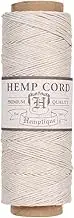 Hemptique 100% Natural Hemp Cord Single Spool - 205ft ~ 62.5m Hemp String Spool - Crafters Number 1 Choice - .5mm Cord Thread for Jewelry Making, Macramé, Scrapbooking, & More - Natural