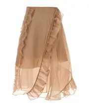 Cecilie Bahnsen Ruffled Wrap Midi Skirt UK8 Nude