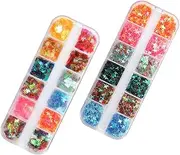 Healvian DIY Craft Sequin Stickers Maple Leaf Nail Art Glitter Flakes 2 Boxes Perfect for Manicure