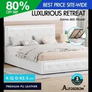 ALFORDSON Bed Frame Queen Double King Single Gas Lift Storage Base Leather DIANA