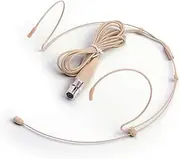 Sujeetec Headset/Headworn Microphone - 4 Pin Mini XLR Microphone for Shure Wireless System & Bodypack Transmitter-Beige Dual Earhook Omnidirectional Headset Head Mic