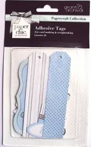 Paper Chic Adhesive Tags Baby Blue, 20 Tags Card Making Scrapbooking, NEW
