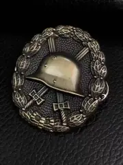Alloy WW1 German Army Wound Badge Helmet Crossed Swords Antique Badge Pin