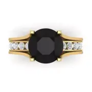 2.89ct Round Cut Natural Onyx Promise Bridal Band set Sliding 14k Yellow Gold
