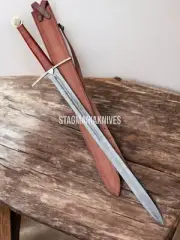 Premium Hand Forged Damascus Steel Hunting Battle Ready Medieval Templer Sword