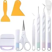 Weeding Tools for Vinyl, FineGood 8 PCS Weeding Tool Set Basic Craft Removal Kits Scissors Scraper Spatula Tweezers for Die Cut Cardstock Scrapbooking