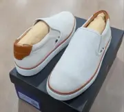 $275 Mens Allen Edmonds "Alpha" Slip On Sneakers Light Grey 10