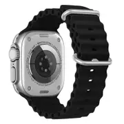 Ocean Silicone Sports Watch Band Strap - For Apple iWatch 38mm 40mm 41mm [42mm Series 10] (Black)