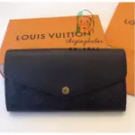 二手正品LOUIS VUITTON 路易威登LV 壓紋 SARAH長夾/錢包/手拿包/皮夾M62125 海軍藍