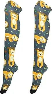 [Caihoyu] Knee-High Socks for Women Flexible Over Knee Socks Over Knee High Sock for Dates Funny Sloths, Funny Sloths