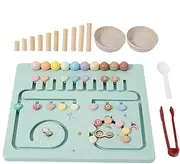 Color and Number Maze,Educational Counting Matching Wooden Board - Beads Counting Game Toddler Activities for School, Living Room