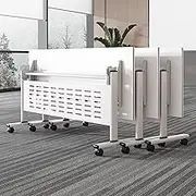 YVYKFZD Folding Conference Table, 3 Pack Mobile Conference Room Table, Flip Top Rolling Seminar Meeting Table, Rectangular Training Table with Caster Wheels, for Office, Classroom(White,47.2"x23.6"x29