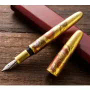 Wancher Dream Pen Rising Sun Maki-e Urushi Fountain Pen Gold Dragon B Nib