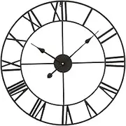 YaSao European Style Block Watch Simple Living Room Retro Gold Black Pointer Wrought Iron Mute Digital Wall Clock Decoration A94-50CM Black Clock Black Needle
