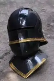 18 Guage Steel helmet Medieval Knight Black Gothic Sallet Helmet Bevor