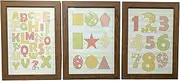 Super Lemon Set of 3 A4 Framed Educational Prints for Kids Nursery – Alphabet, Numbers, and Shapes Wall Art – Colorful Decor for Toddlers and Babies
