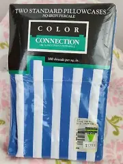 Vintage NEW WestPoint Pepperell pillowcases Standard Color Connection Blue White