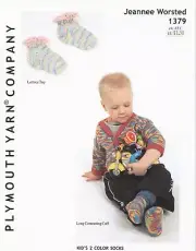 Plymouth Yarns KNITTING PATTERN 1379 Jeannee Worsted Kid's 2 Color Socks 2 Style