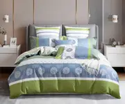 Dexter Quilt/Doona/Duvet Cover Set (Double Size) Green