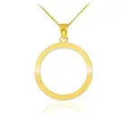 14K Solid Gold Eternity Love Circle Of Life Karma Pendant Dainty Necklace