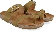 [HAFLINGER] Bio Juno Unisex Leather Mules Sandals Cork Footbed