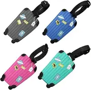 [QOOWFEANIG] 4 Pcs Funny Luggage Tags,Silicone Travel Luggage Baggage Identification Labels ID Tag,Funny Tags Cartoon Suitcase Labels,Colorful Waterproof Rubber Luggage Tag with Name ID Card and Strap,Color A