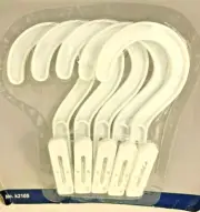 White 5.5" Laundry Hooks Clothes Hanger Clips Plastic Home Aide K2105 - Set of 5